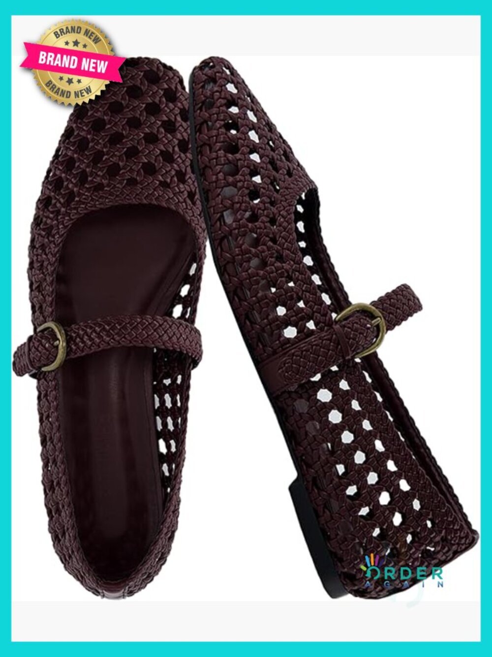 Hand Woven Mary Jane Flats with Adjustable Buckle and Memory Foam